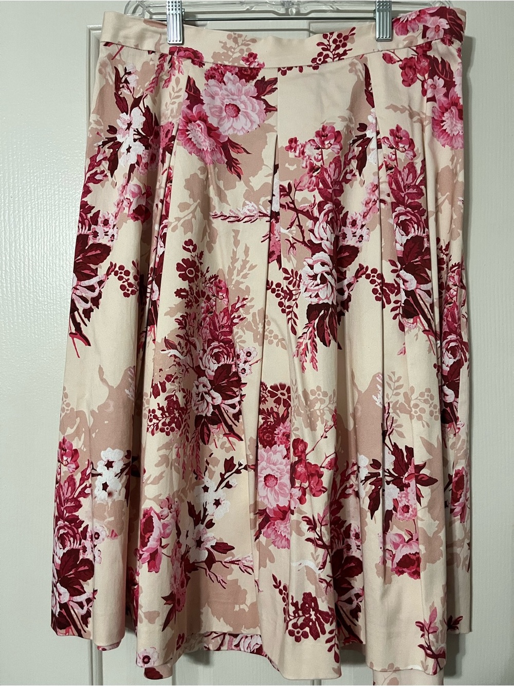Alex Marie Floral Pleated A-Line Midi Skirt in Blush Pink